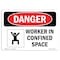 Signmission OSHA Danger Sign, Worker In Confined Space, 10in X 7in Rigid Plastic, 10" W, 7" H, Landscape OS-DS-P-710-L-1818 - alternate 1
